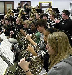 The MCHS Symphonic Band rehearses.
