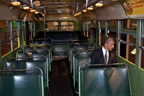 President Obama in Rosa Parks' seat