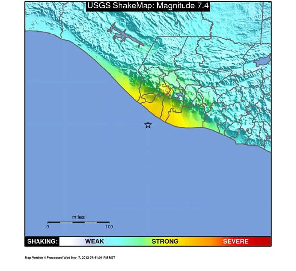 Champericao, Guatemala earthquake shakemap