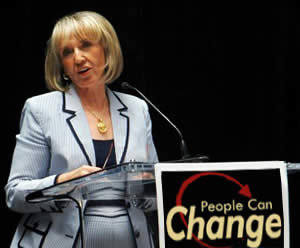 Arizona Gov. Jan Brewer at a press conference