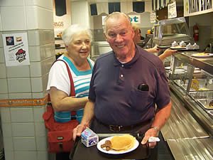 Couple receiving pancakes