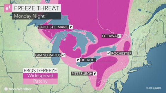 freeze threat frost May 2017 chilly