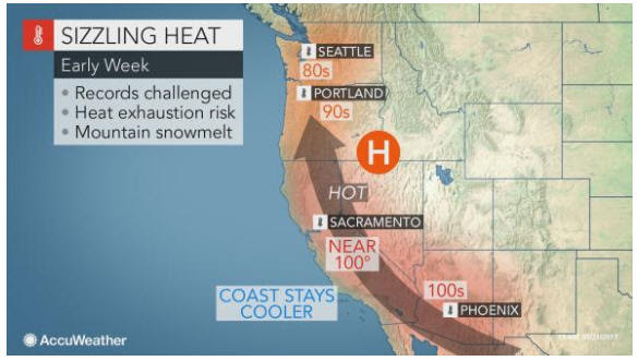 sizzling heat western united states temperatures will soar