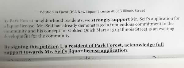 Golden Quick Mart liquor license petition