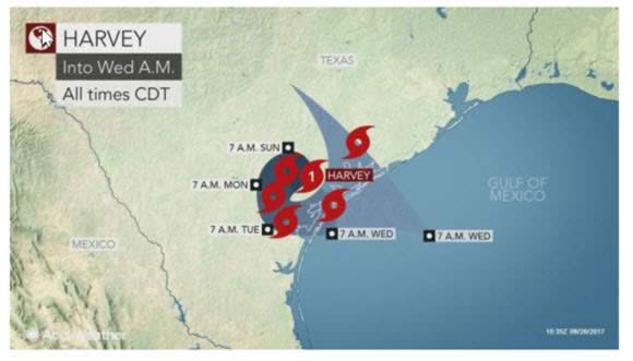 Hurricane Harvey into Wednesday, flooding