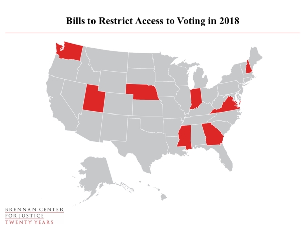 States retricting voter access 2018