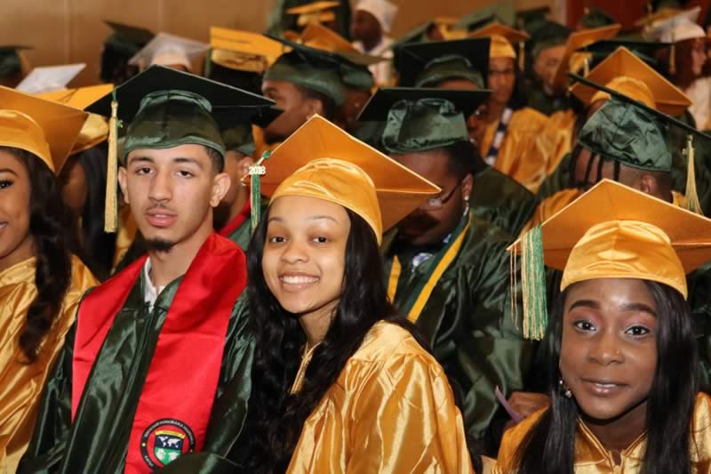 students at 2018 graduation, Rich East High School 227, commencement exercises