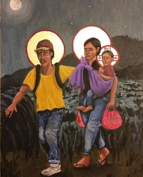 Holy Family icon, refugees, La Sagrada Famiia, Kelly Latimore