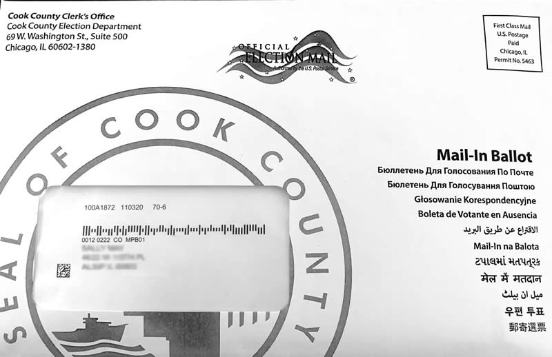 Voter mailing address sheet for window envelope 