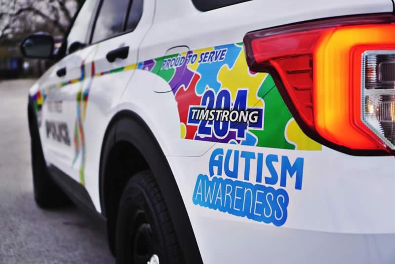 The Park Forest squad car shows Autism Awareness, Police reports through July 11 2022
