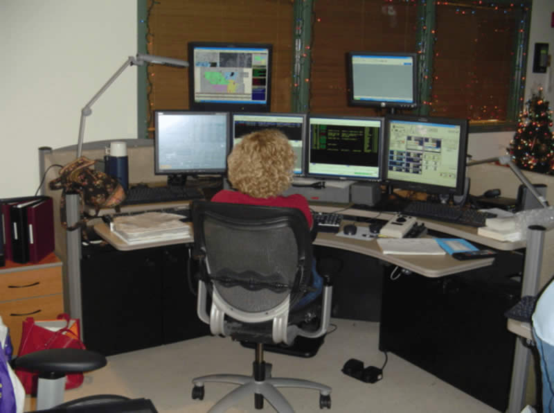 A 911 dispatcher at Southcom Dispatch in Matteson.