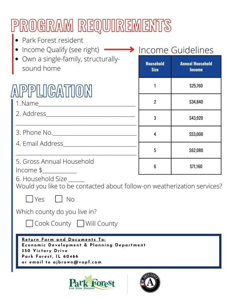 chart showning income guidelines for weatherization assistance