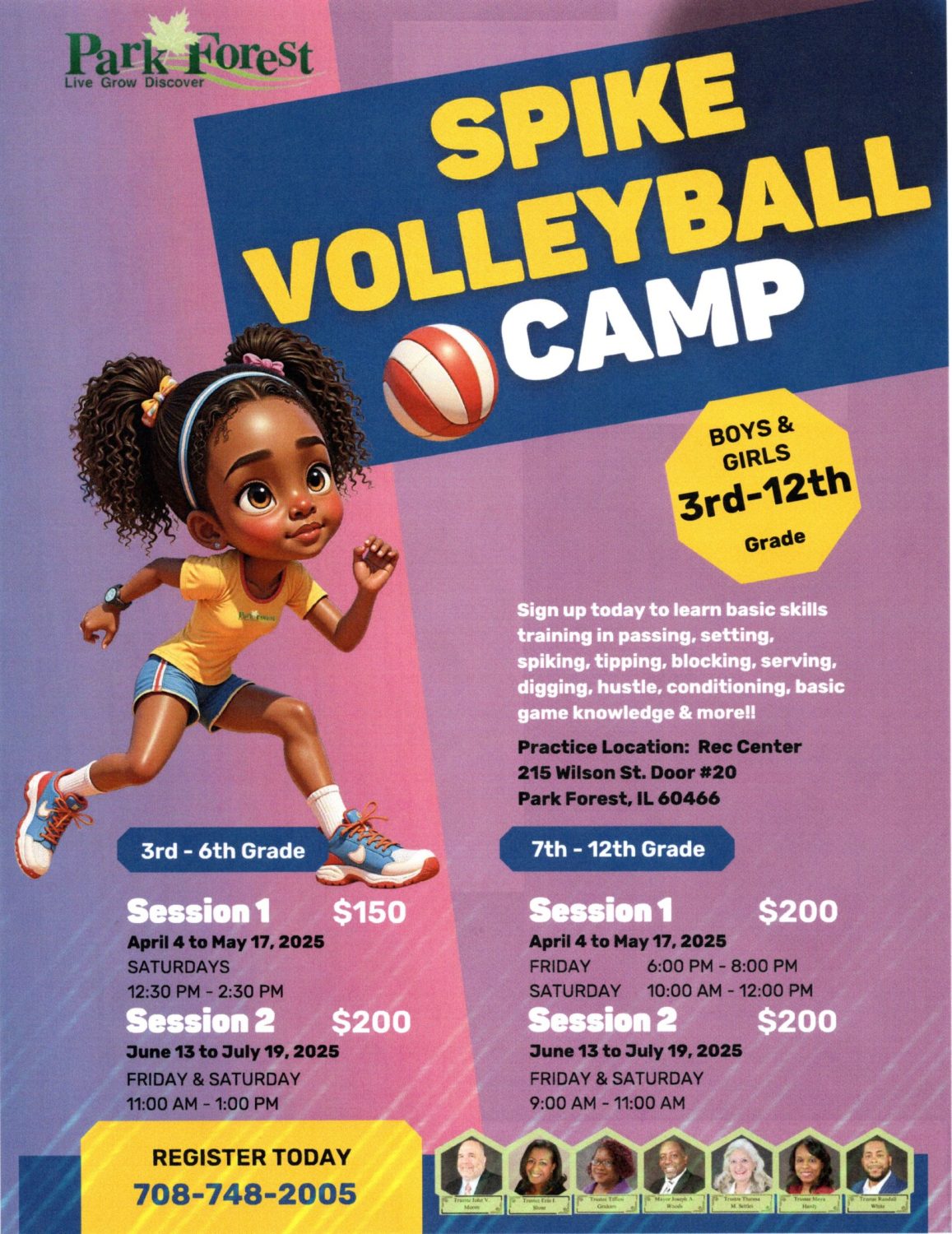 cartoon image of girl playing volleyball