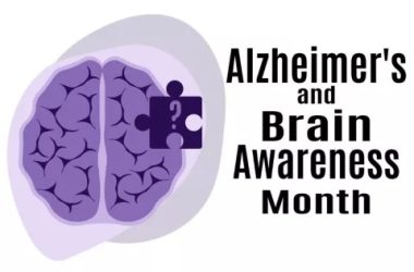 Alzheimer's Awareness, drawing of a brain image with a puzzle piece superimposed
