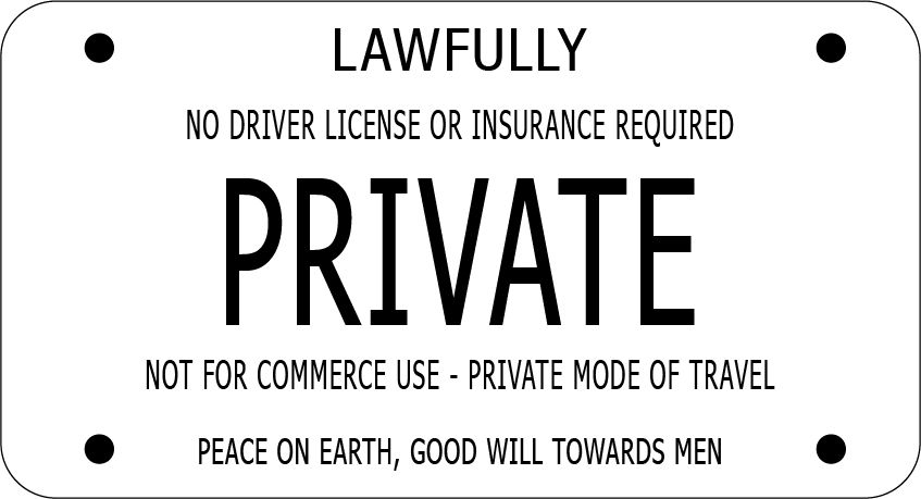 sovereign citizen, private license plate