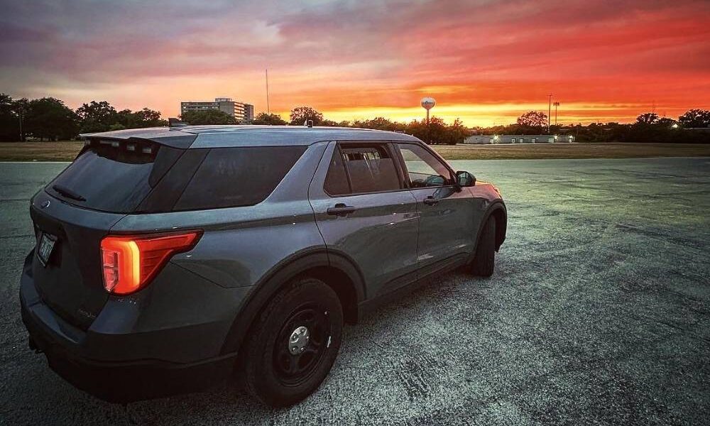 Park Forest patrol vehicle before a spectacular susnset
