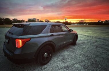 Park Forest patrol vehicle before a spectacular susnset